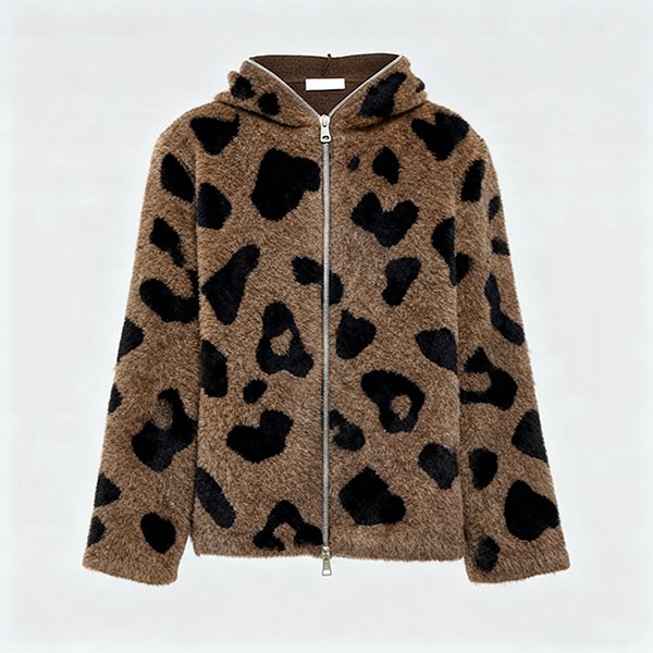 Fall Winter Men's Long Sleeve Alpaca Wool Zip-Up Hoodie