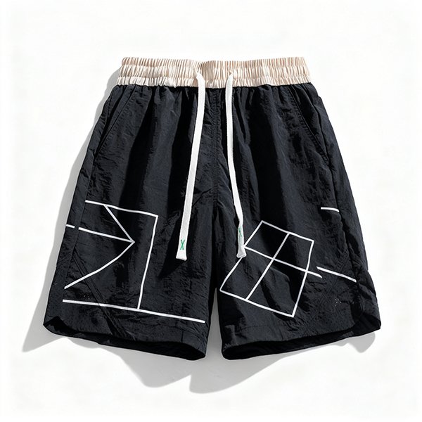 Men's Elastic Color-Block Sport Shorts - Quick-Dry Breathable Gym Shorts