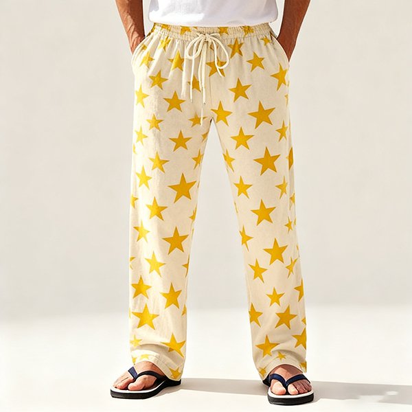 Men's Cotton-Linen Casual Beach Pants