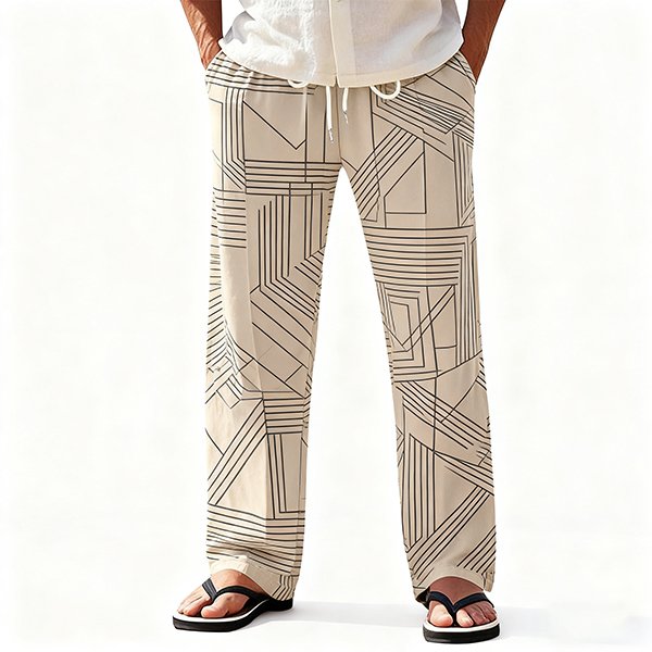 Relaxed-Fit Men's Cotton Linen Beach Pants