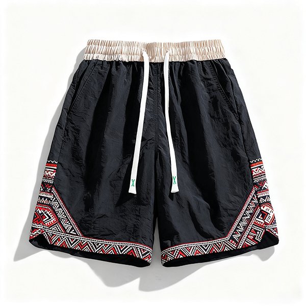 Men's Quick-Dry Elastic Color-Blocking Shorts - Breathable Sport Gym Shorts