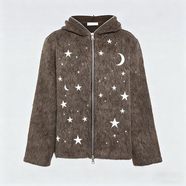 Men's Winter Autumn Long-Sleeve Zip-Up Alpaca Wool Hoodie