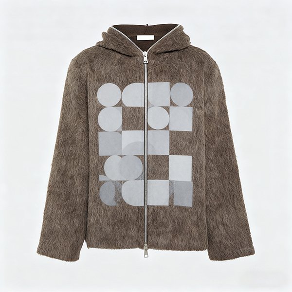 Fall Winter Alpaca Wool Men's Long-Sleeved Zip Hoodie